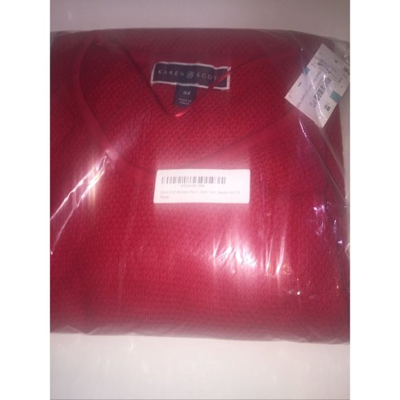 Karen Scott Plus Size Textured Cotton Marled-Knit Tunic Top in Red Size 0X - Picture 5 of 6